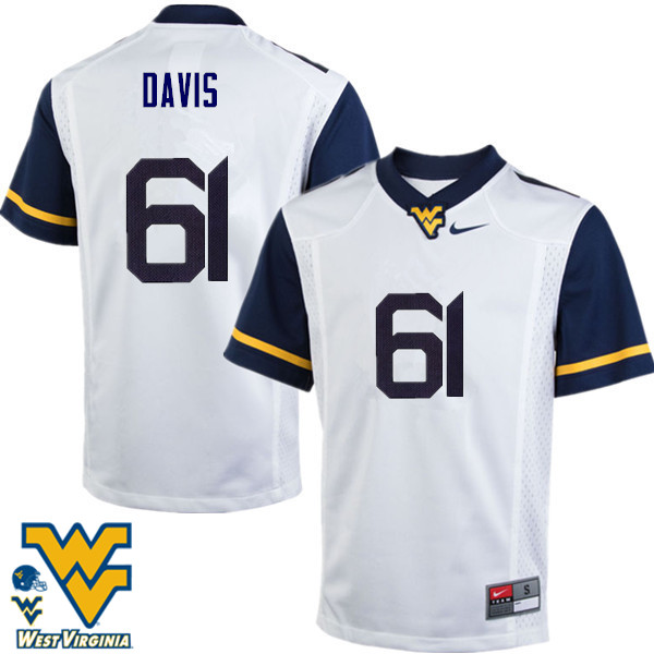 Men #61 Zach Davis West Virginia Mountaineers College Football Jerseys-White - Click Image to Close